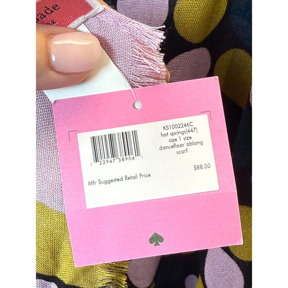 Kate Spade Dance Floor Polka Dot Scarf Women's Size 1 Hot Springs Print New - Picture 4 of 5